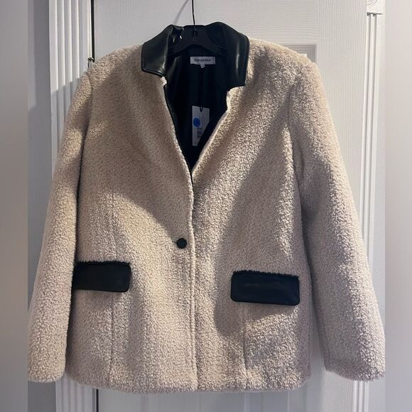 NWT WeWoreWhat Faux fur Sherpa blazer with front pockets size Medium women's - Picture 15 of 16